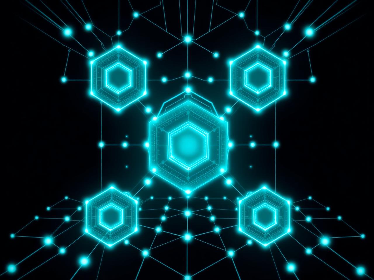 Enterprise infrastructure represented as a glowing hexagonal grid